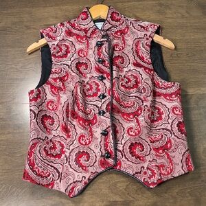 New Hobby Horse Red And Black Paisley Bandanna Print Show Vest Size Medium